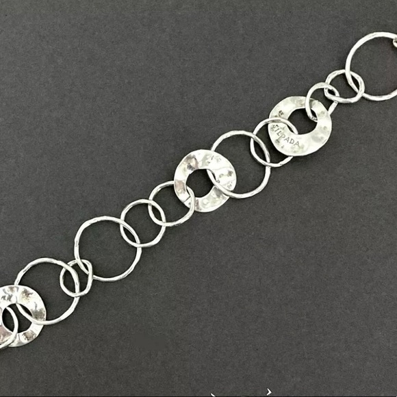 Silpada Hammered Sterling Silver ‘PAPER CHAIN’ Circle Links Bracelet B1217 - Picture 7 of 16